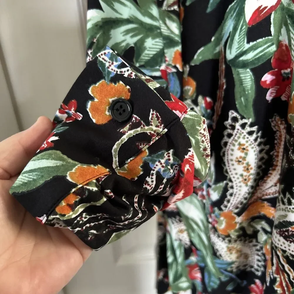 Attitudes by Renee Stretch Knit Floral Print Tunic Blouse Collar Plus Size 2X